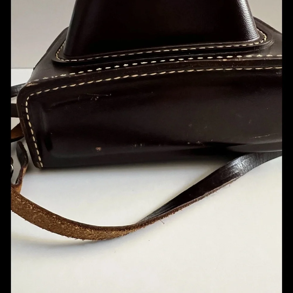 Vintage Kodak Dark Brown Leather Camera Bag with Strap